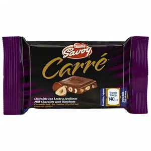 Savoy Carre Mini Avellana 25g | Venezuelan Milk Chocolate with Hazelnuts, Smooth and Crunchy