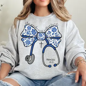 She Works With Willing Hands Sweatshirt, Proverbs 31 Christian Nurse Shirt, Proverbs 31:13 Nurse Gift, Christian Medical Shirt
