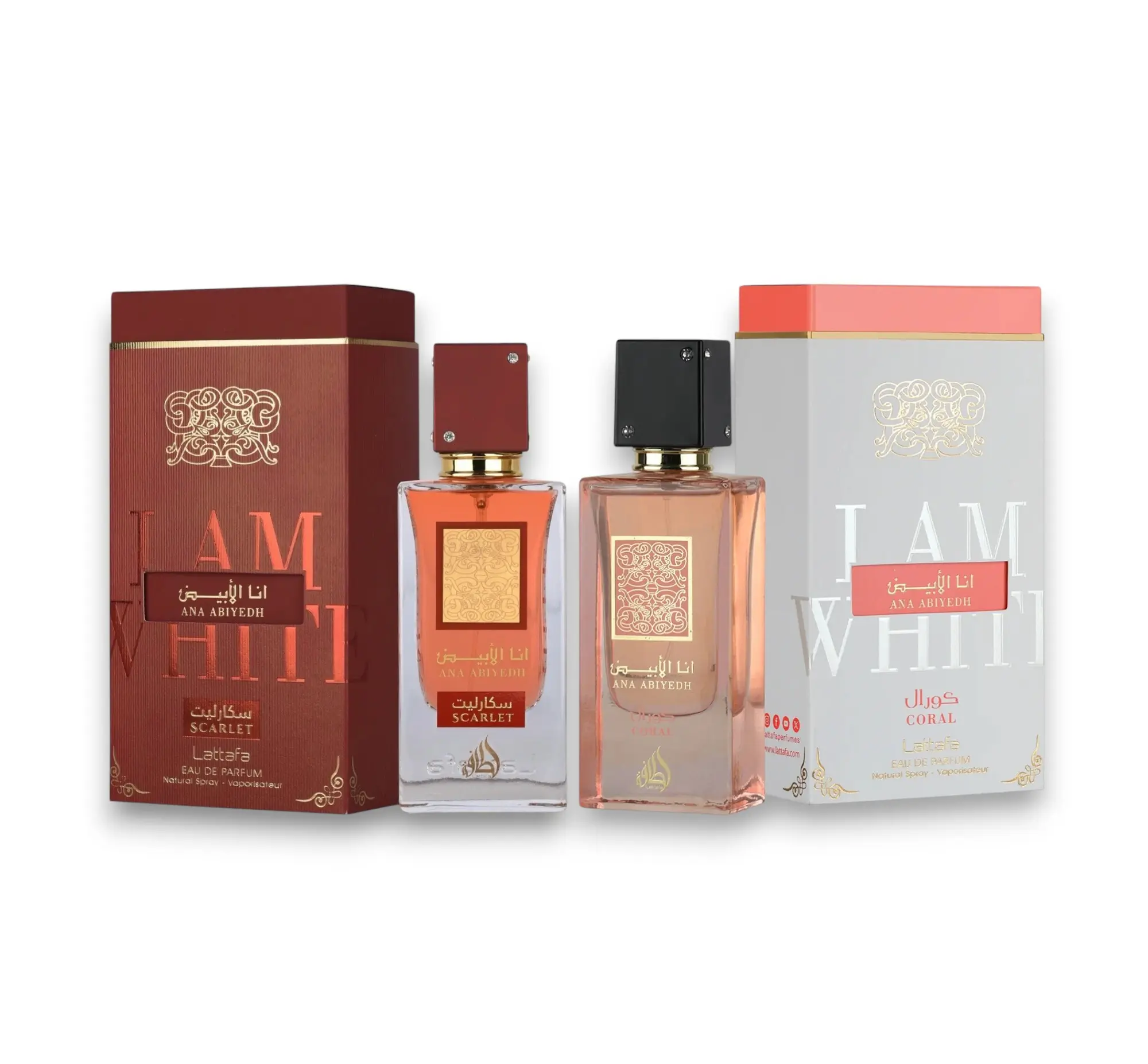 Lattafa Perfumes Ana Abiyedh Multi-Pack (Scarlet + Coral) Unisex Wear EDP, 60ml, Black Cherry-Watermelon & Pink Pepper (Cherry-Pepper) Notes