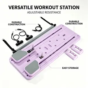Five-in-one multifunctional Pilates board, foldable Pilates core bed, foldable abdominal training board with resistance bands for home use, portable abdominal trainer board, home fitness equipment