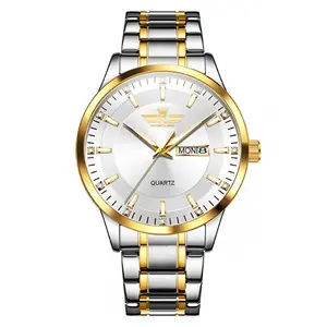Men's Minimalist Fashion Watch V-025, 40.5mm Dial, Luminous Markers, Dual Calendar, Waterproof Quartz Movement, Stainless Steel Strap, Suitable for Business & Casual Use