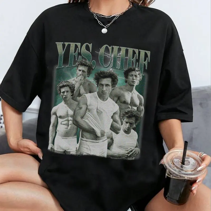 Jeremy Allen White Yes Chef The Bear Retro 90s. Cotton Vintage Carmy Berzatto T-Shirt Sweatshirt Hoodie Unisex Casual Fit