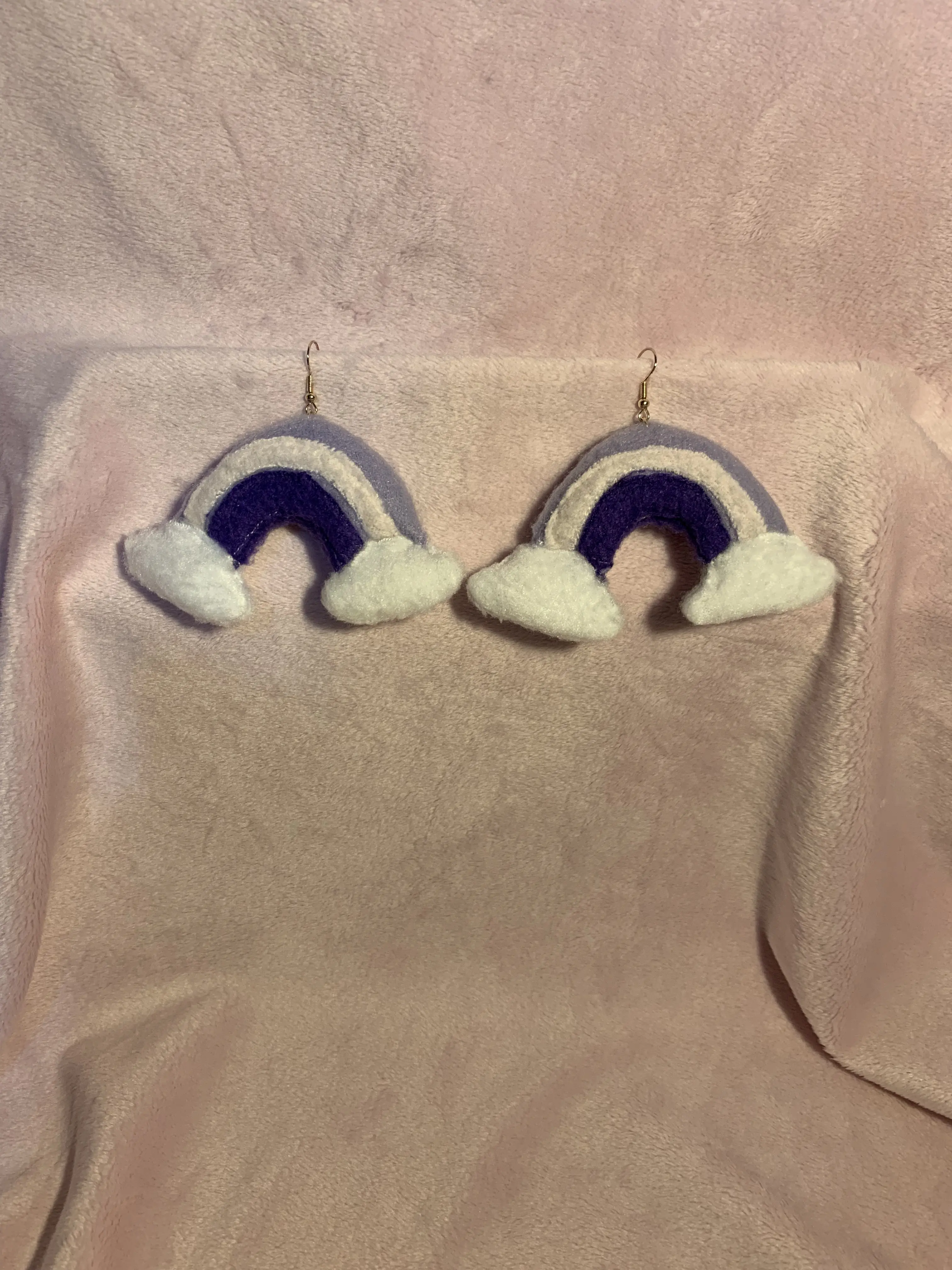 Handmade Rainbow Earrings - Fabric Pride Plush Statement Cutecore Fairycore Earrings