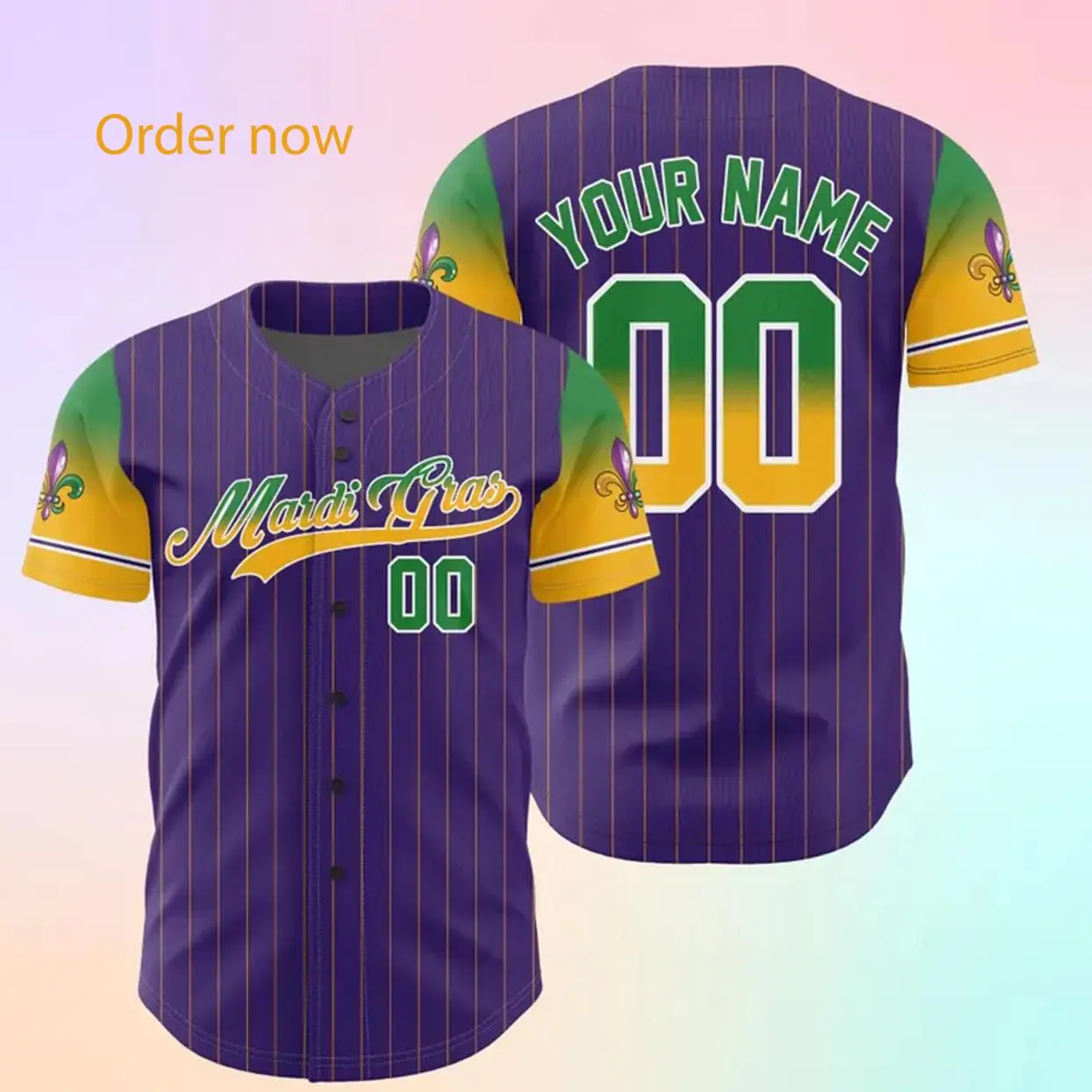 Personalized Mardi Gras Baseball Jersey, Custom Name And Number Baseball Jersey, Mardi Gras Carnival Jersey, Perfect Fit