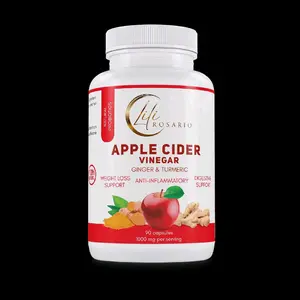 LILI ROSARIO APPLE CIDER VINEGAR | GINGER & TURMERIC FORMULA | DIGESTIVE SUPPORT | 1000 MG | 90 CAPSULES