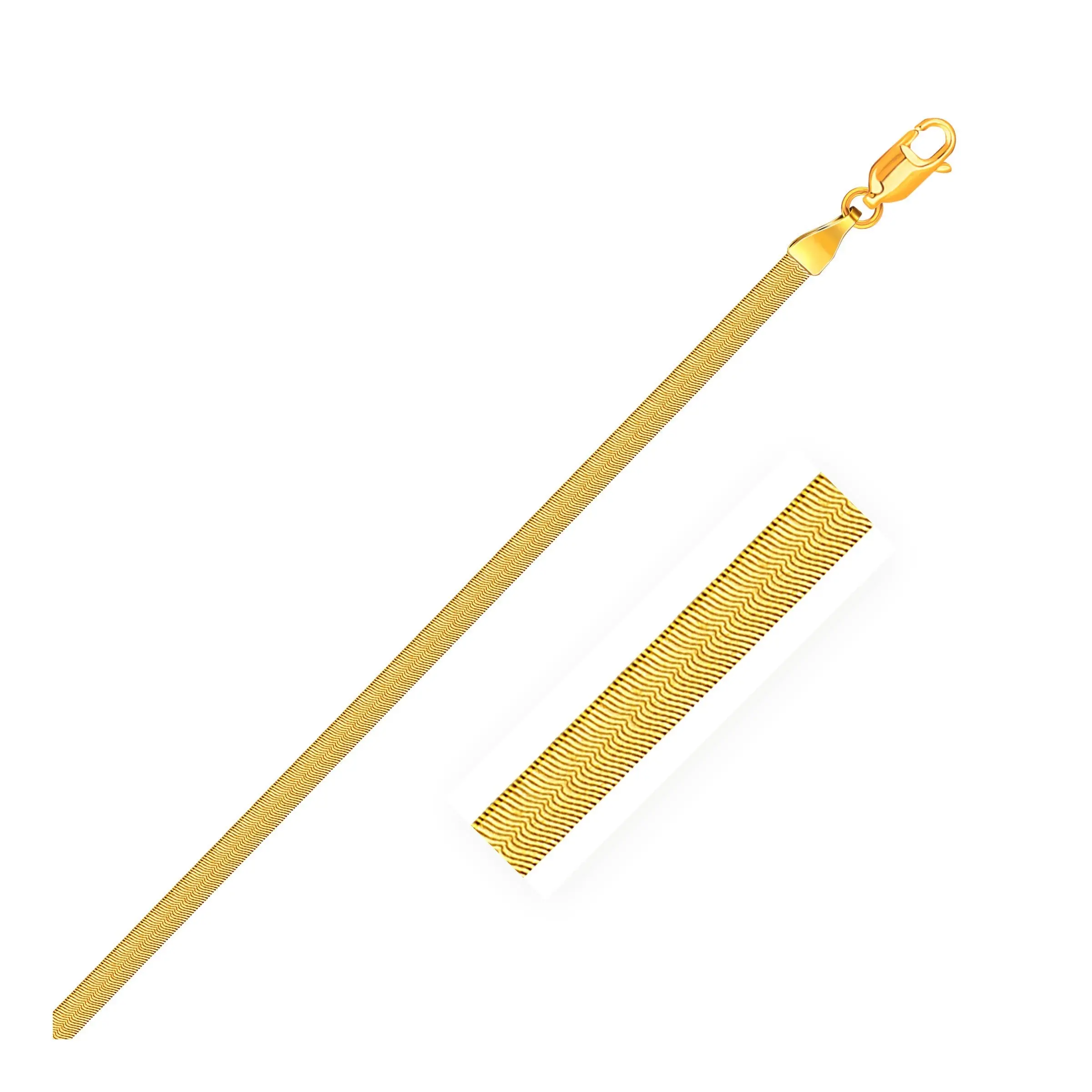 14K Yellow Gold Super Flex Herringbone Anklet 2.80mm | Bold Solid Gold, 10"