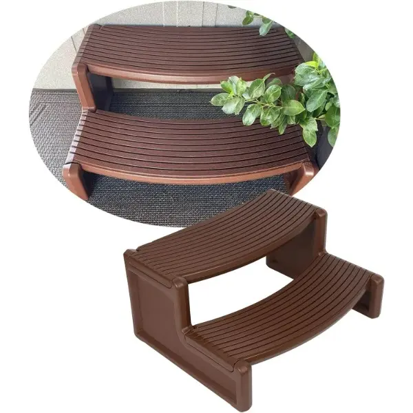 HECASA Spa Step Hot Tub 2-Step Universal Outdoor Indoor Step Stool Pool Ladder Plastic Handi Step Slip Resistant Striped
