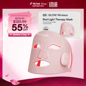 INIA GLOW Wireless LED Face Mask-With Red Light Therapy, 2-Year Warranty,  Portable and Rechargeable for LED Facial Mask Skincare at Home and Travel, Mother's Day Special Gift