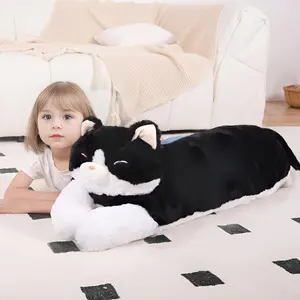 40'' Giant Cat Plush Stuffed Animal Jumbo Black Cat Long Body Pillow Plush Toy Large Soft Fluffy Kitty Cat Plushies Gift for Kids Boys Girls Birthday