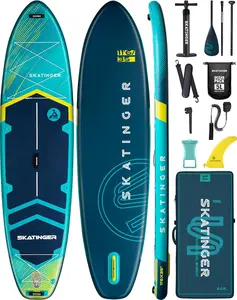 Skatinger 11'6×35" Super Wide Inflatable Paddle Board, Ultra Stable Stand Up Paddleboards for 450lb/3 People/Family/Big Size w/Shoulder Strap, 100L Backpack, All-Round Sup Board, US Fin