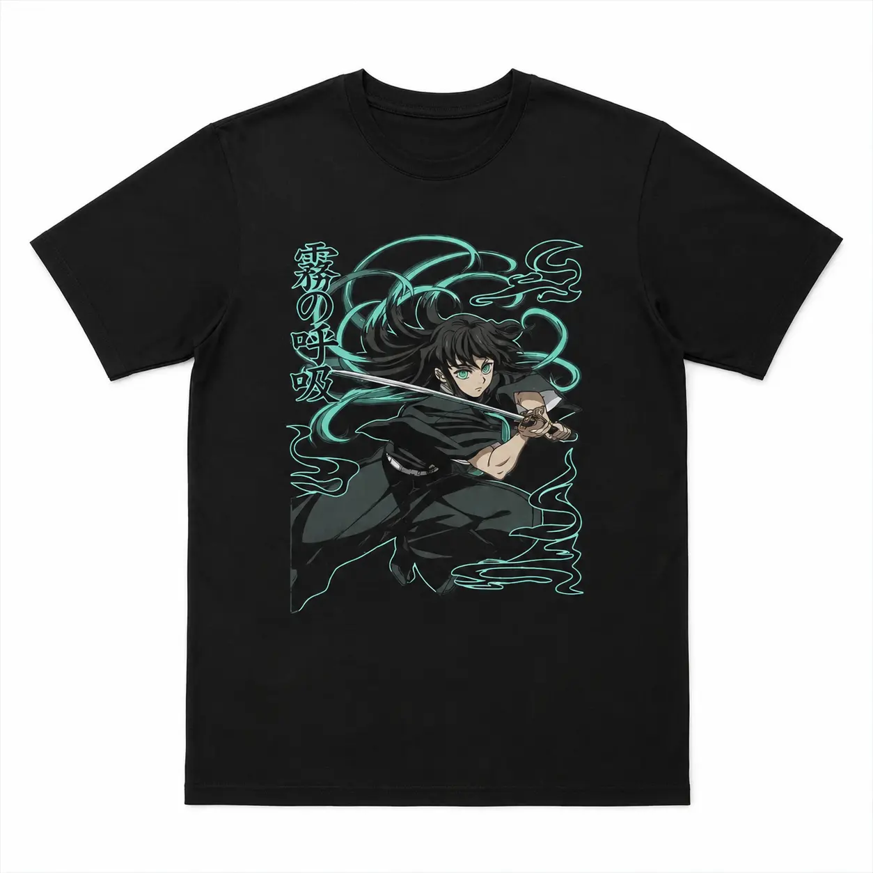 Camiseta de Anime Muichiro Tokito Unisex Algodón, Manga Corta Estampado una sola cara, estilo casual holgado ideal para todas las temporadas, perfecta para Halloween y Navidad 2026