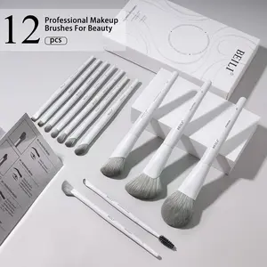 BEILI 12-Piece White Makeup Brush Set Ultra-Soft Corn Silk Bristles for Flawless Face & Eye Looks Perfect for Beginners & Enthusiasts Ergonomic Handles & Gentle Application Value Pack New Year's Eve Makeup