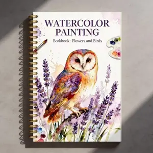 Watercolor Painting Workbook: Flowers and Birds Spiral Notebook, Owl & Lavender Art Practice Journal, Creative Sketchbook for Artists