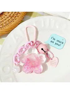 Dried petals, quicksand, oiled acrylic keychain, bag pendant, sequin pendant