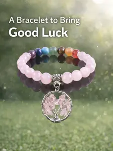 Crystal Beaded Bracelet, 7 Chakra Crystal Healing Bracelet