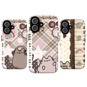 Kawaii Cat Phone Case, Cute Pusheen Cat Phone Case, Pastel Cat Aesthetic Phone Cover, Cartoon Kitty Phone Case, Cute Cat Lover Gift Phone Case for iPhone 17 16 15 14 13 12 11 Pro Max X XS XR | Samsung Galaxy S25 S24 S23 S22 S21 Plus Ultra