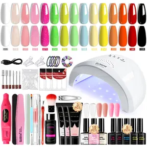 LIMEGIRL Gel Nail Polish Set with U V Light and Portable Gel Nail Polish and Extension Glue Primer and Top Coated Nail Tools Full Nail Set Gift for Women and Girls