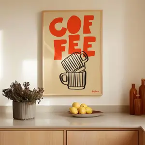 Minimalist Coffee Art Print: Modern Kitchen Typography Poster