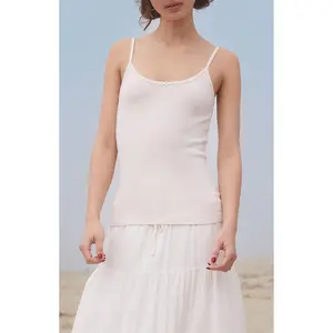 John Galt Women's Pink & White Striped Bow Skylar Tank Top