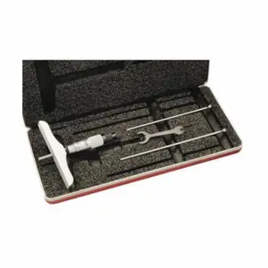 Starrett 445BZ-3RL 0 to 3 in. Mechanical Depth Micrometer with 4 in. Base, Satin Chrome