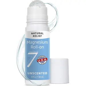 Seven Minerals Pure USP Grade Magnesium Roll On Stick - Unscented Topical Magnesium Oil for Sore Muscles, Leg Cramps, Stress & Sleep - No Unnecessary Fillers, Just Pure Magnesium - USA Made, 3 Fl Oz