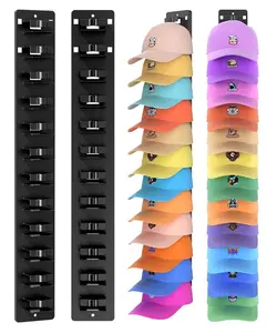 2026 Valentine's Day gift 2 Hat Organizer Wall Mounted Baseball Cap Rack Black or White Adhesive Mount Holds 18 Hats for Closet Door Bedroom Easy Access Display Installation