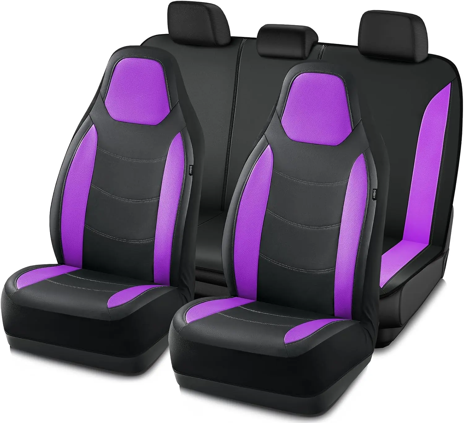 Seat Cover, Leather Full Set  Seat Cover, Automotive Interior Seat Covers, Universal Fit for  , SUVs, , and , Airbag Compatible (Purple)