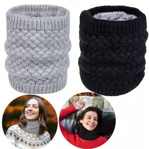 Loritta 2 Pack Unisex Winter Neck Warmer Set Double-Layer Thick Fleece Infinity Scarves & Knitted Neck Gaiter Windproof Ski Face Mask for Outdoor Cold Weather Activities