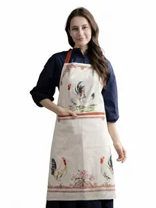 Maison d' Hermine Apron for women with Pocket 100% Cotton 27.50"x31.50" 1 Piece Adjustable Neck Strap & long ties Apron Men, Chef, Wedding, Cooking, Gardening, Server