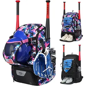 Softball Bag,Softball Bat Bag For Youth Adults,Baseball Bag with Fence Hook for TBall Bat & Equipment,Lightweight Baseball Bat Backpack with Shoe Compartment,Large Main Compartment for Helmet