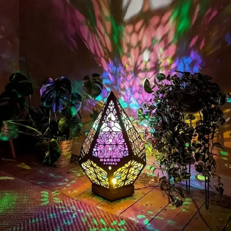 Bohemia Floor Atmosphere Light, USB Powered LED Star Light, Diamond Star Projection LED Lights for Bedroom, Bohemia Floor Star Light, Novelty Lighting