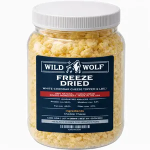 WILD WOLF Freeze-Dried White Cheddar Cheese Topper, 2lb Value Pack, Protein-Rich Single-Ingredient USA-Made Human-Grade 100% Natural Dog Training Snacks Summervibes