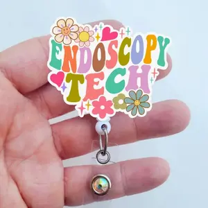 Endoscopy Tech Badge Reel, GI Gastroenterology Clinical Tech Retractable ID Holder, Medical Accessory 5BE