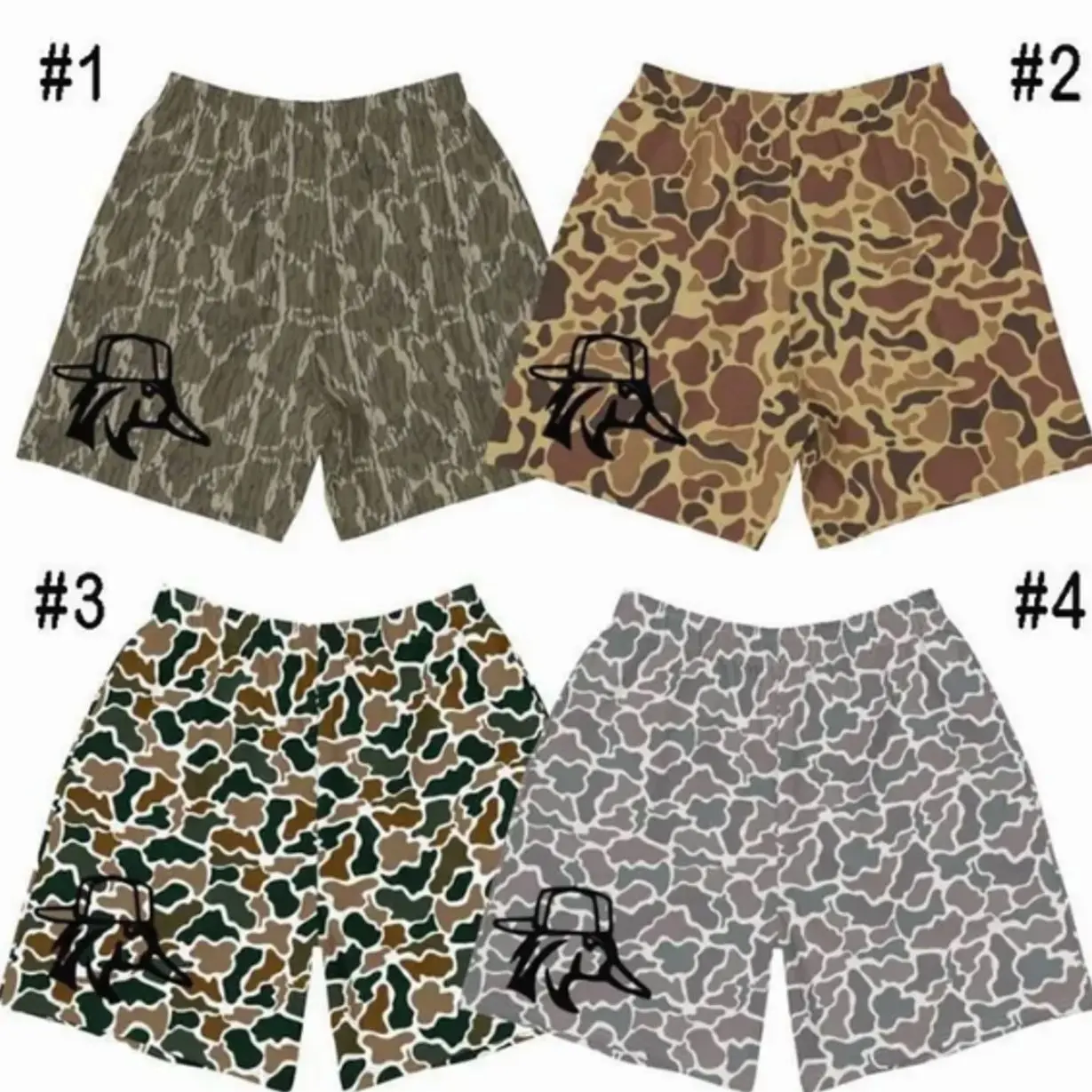 Duck Camo Lightweight Mesh Camouflage Shorts For Men And Women, Outdoor Fishing Hiking Shorts, Summer Beach Performance Shorts, Men's Activewear Shorts