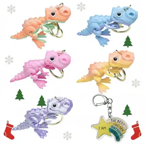 2PCS Keychain Gift Set – 3D Printed Gradient Dinosaur with Big Eyes & Inspirational Star Acrylic Keychain, Cute Multi-Purpose Decoration, Perfect Holiday & Christmas Gift