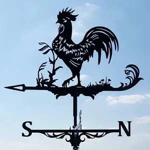 1pc Elegant rust-proof metal rooster weather vane. Countryside - themed roof decor. Fits gardens, homes, sheds, etc. Durable iron, directional. Great for farmhouse style.