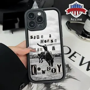 Senior Western Rodeo Pattern TPU Phone Case for iPhone 16 15 14 Pro Max 13 12 11 XR XS Plus E Shockproof Drop Protection Rugged Durable Silicone Cover Cellphone Protective Smartphone Casing