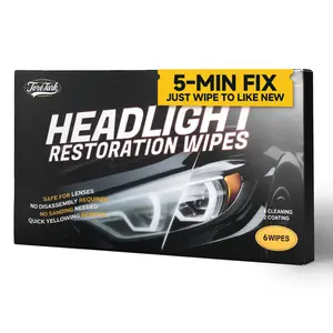 ToreTark Headlight Restoration Wipes 5-Minute Fix Kit with UV Shield Coating No Sanding Double-Lasting Oxidation Removal for Factory-Fresh Clarity