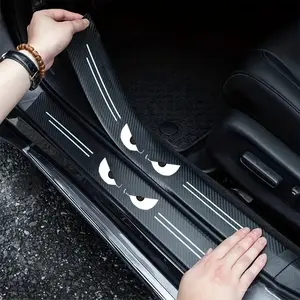 New Car Carbon Fiber Floor Trim Rear Hatch Floor Protection Strip Anti-Scratch Anti-Scratch Wear-Resistant Waterproof Welcome Mat Floor Trim Carbon Fiber Anti-Corrosion Sticker Modification Step Decorative Strip Accessories Protective Decal Universal Type