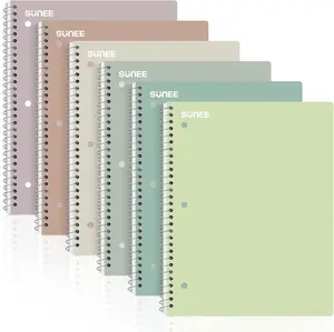 SUNEE Spiral Notebooks, 6 Pack, 1-Subject, College Ruled Paper, 8" x 10-1/2", 70 Sheets per Notebook, Assorted Aesthetic Colors Spiral Notebooks for School