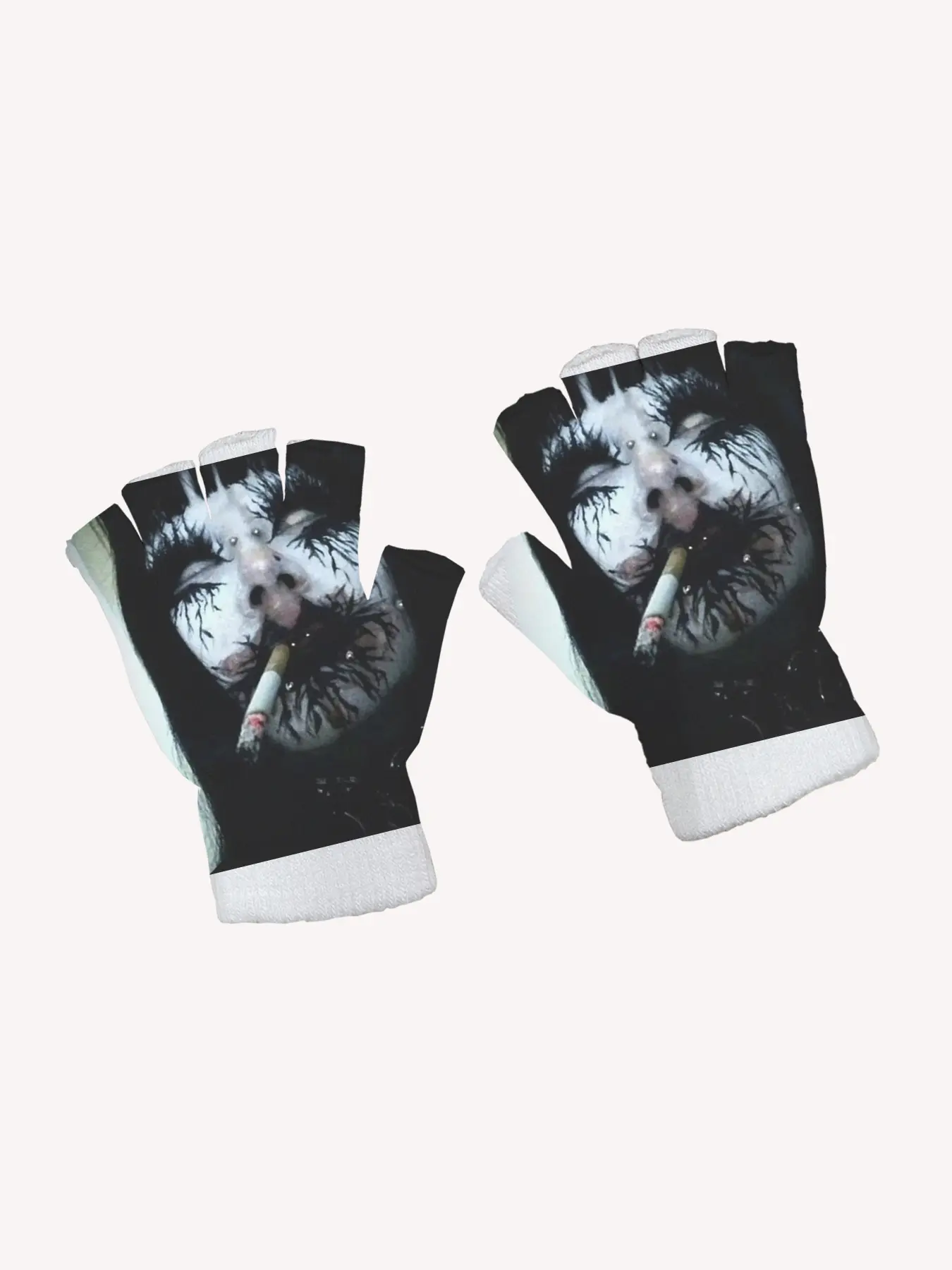 Dark Punk Street Style Gloves, Geometric Cartoon Pattern, Slim-Fitting Warm Accessories, Fun and Trendy Fashion for All Seasons