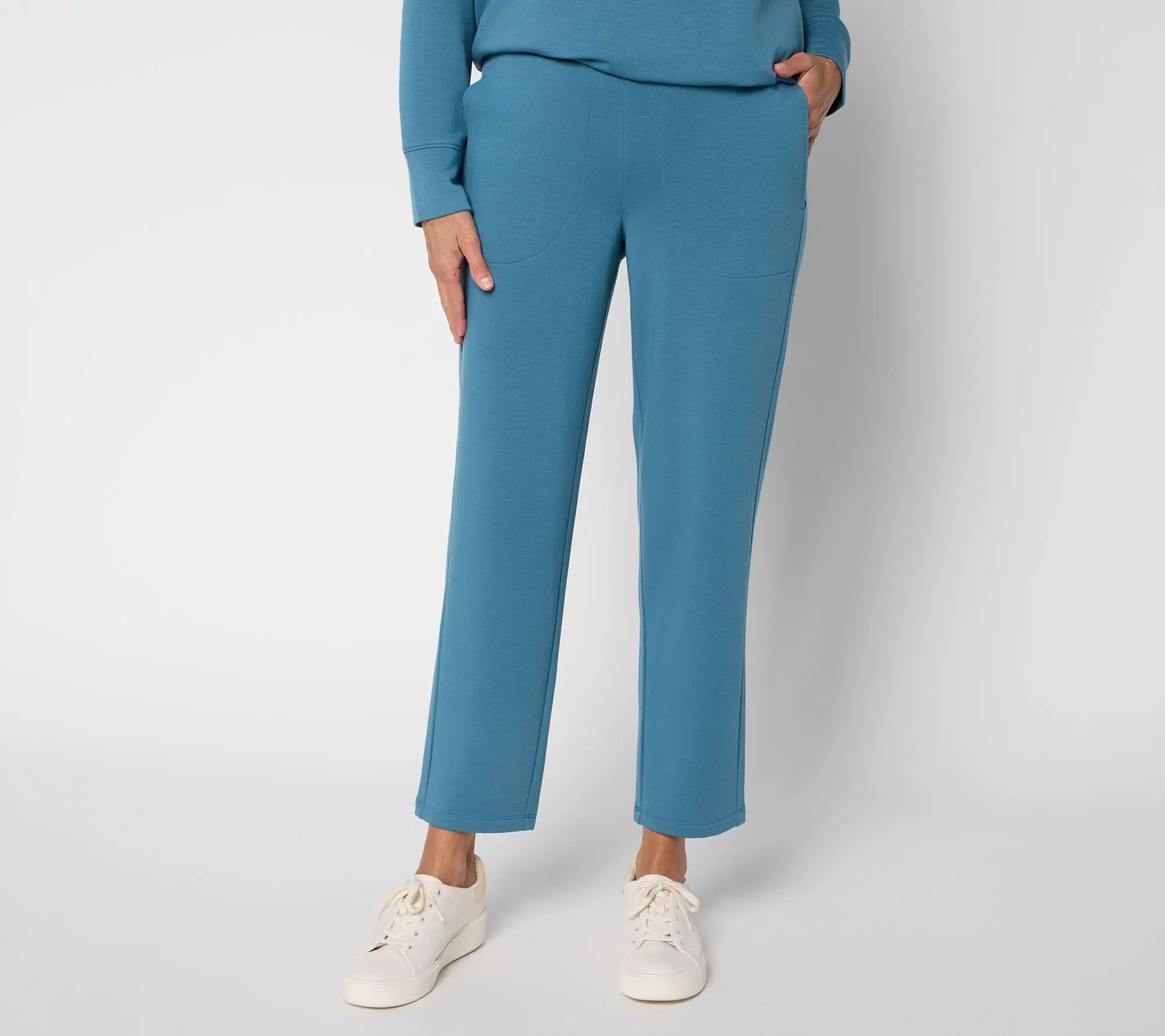 Denim & Co. Active Regular Fleece Back Knit Ankle Pants