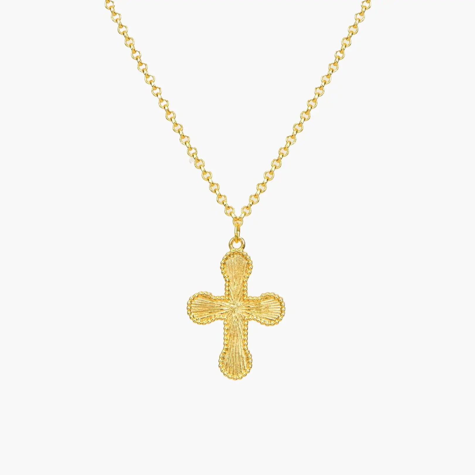 en route 18K Gold Plated Mini Cross Pendant Necklace in Gold, Delicate Street-style Design with Cross Details, Versatile Statement Layering Piece from Casual to Chic Looks