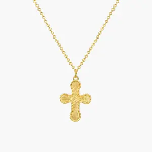 en route Mini Cross Pendant Necklace in Gold, Delicate Street-style Design with Cross Details, Versatile Statement Layering Piece from Casual to Chic Looks
