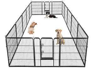 BestOffice Dog Playpen Indoor 40 inch 16 Panels Metal Dog Pen Pet Dog Fence Outdoor Exercise Pen with Doors,Pet Puppy Playpen for RV Camping Yard, Black