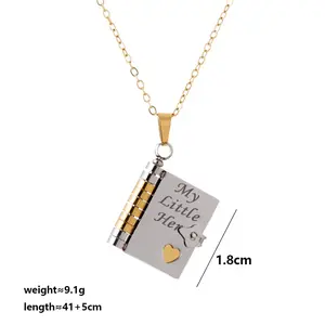 Love Book Necklace for Daughter & Son | Engraved "My Little Hero & My Little Angel" Love Letters | Sentimental Jewelry for Dad Mom Son Daughter Grandpa Grandma & Lovers | Perfect Gift to Express Deep Emotions & Heartfelt Ideas for Kids