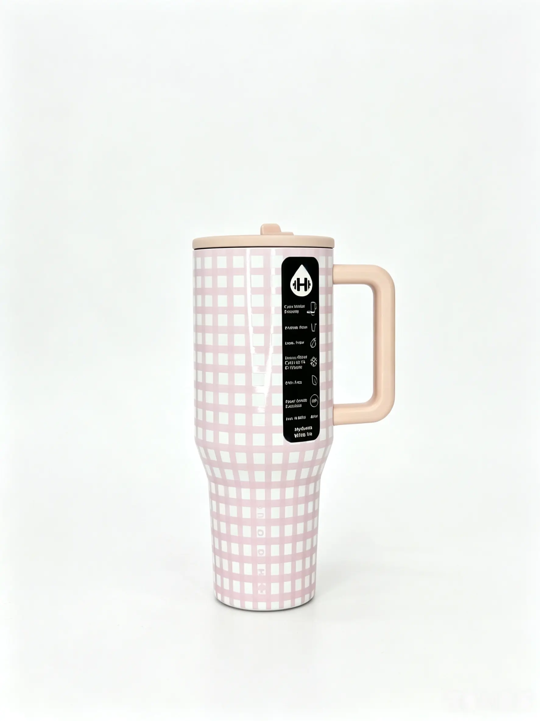 HydroJug 40oz Cute Pink Plaid Gingham Drinkware Flask, Leak-Proof Stainless Steel Insulated Travel Tumbler, Keeps Drinks Cold 24H, Flasks Drinkware Portable Mug Water Bottles Bottled Stylish 24-hour retention Dual Color Vacuum Water Bottle navy