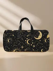 Quilted Starry Moon Sky Pattern Tote Bag, Large Capacity Travel Duffle Bag with Shoe Storage, Portable Overnight Bag, Fashionable Travel Bag for Women & Men, Travel Lightweight Bag, Travel Essentials Bag