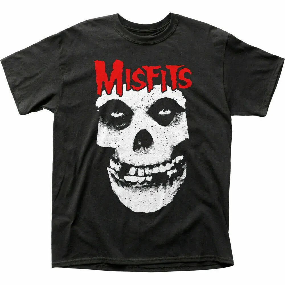 Misfits Red Logo T Shirt Mens Licensed Rock N Roll Music Skull Tee New Black