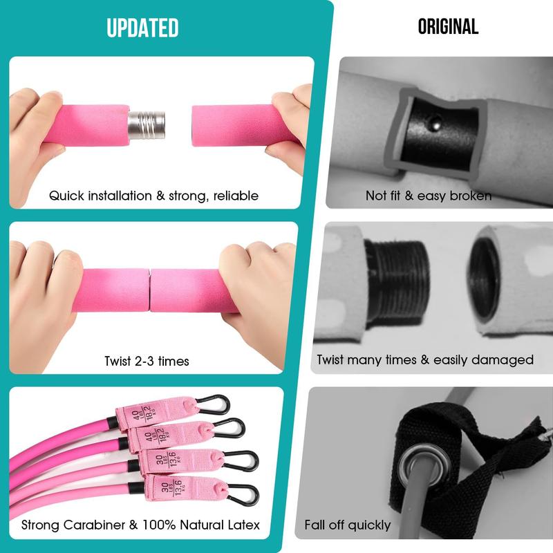 Pilates Bar Kit with Resistance Bands, Adjustable Exercise Stick for Full Body Toning, Portable Home Gym Equipment for Men & Women